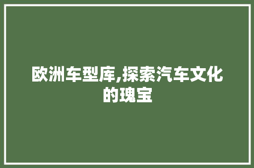 欧洲车型库,探索汽车文化的瑰宝