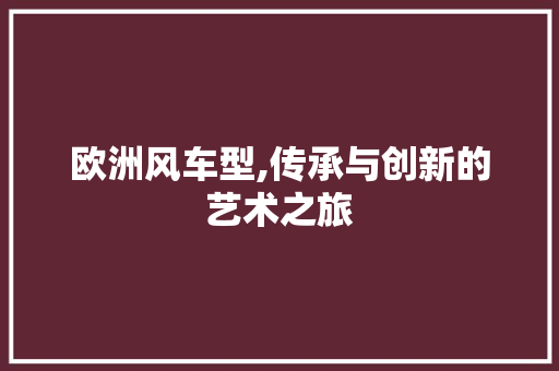 欧洲风车型,传承与创新的艺术之旅