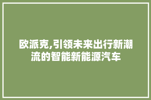 欧派克,引领未来出行新潮流的智能新能源汽车