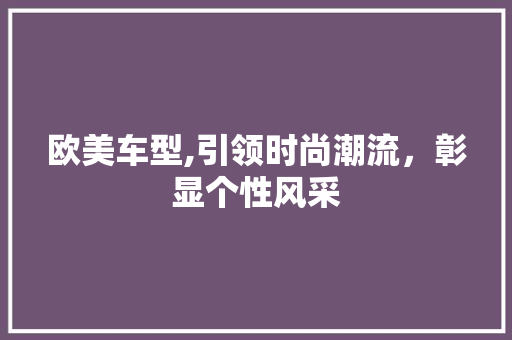 欧美车型,引领时尚潮流，彰显个性风采