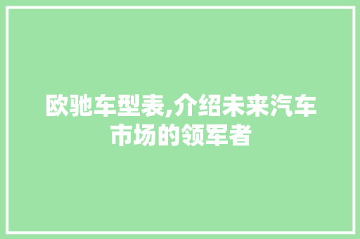 欧驰车型表,介绍未来汽车市场的领军者 蓄电池配件