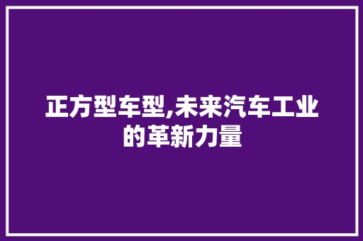 正方型车型,未来汽车工业的革新力量 新能源汽车
