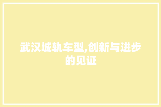 武汉城轨车型,创新与进步的见证 车身配件