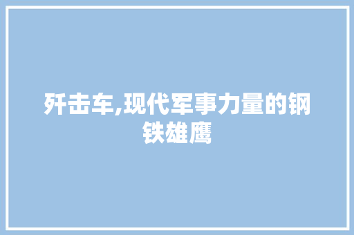 歼击车,现代军事力量的钢铁雄鹰