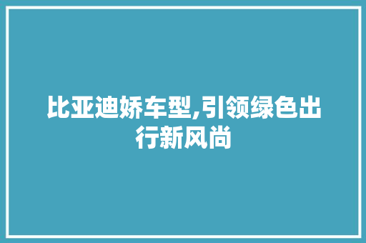比亚迪娇车型,引领绿色出行新风尚