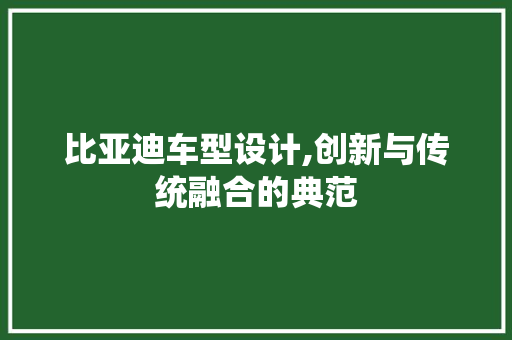 比亚迪车型设计,创新与传统融合的典范