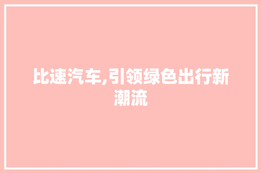 比速汽车,引领绿色出行新潮流