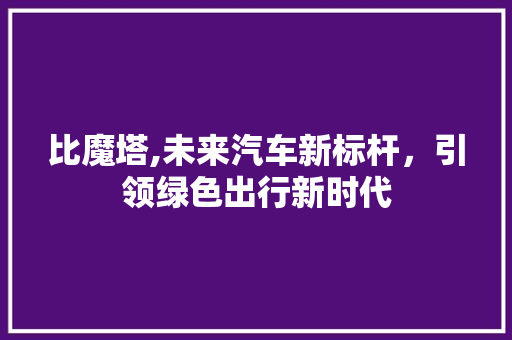 比魔塔,未来汽车新标杆，引领绿色出行新时代