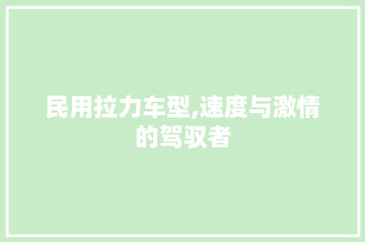 民用拉力车型,速度与激情的驾驭者