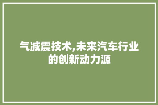 气减震技术,未来汽车行业的创新动力源