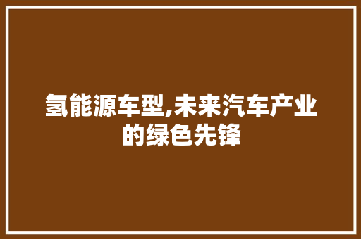氢能源车型,未来汽车产业的绿色先锋