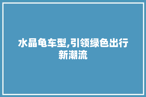 水晶龟车型,引领绿色出行新潮流