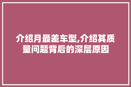 介绍月最差车型,介绍其质量问题背后的深层原因