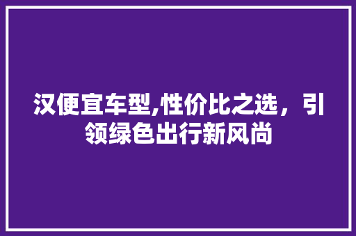 汉便宜车型,性价比之选，引领绿色出行新风尚