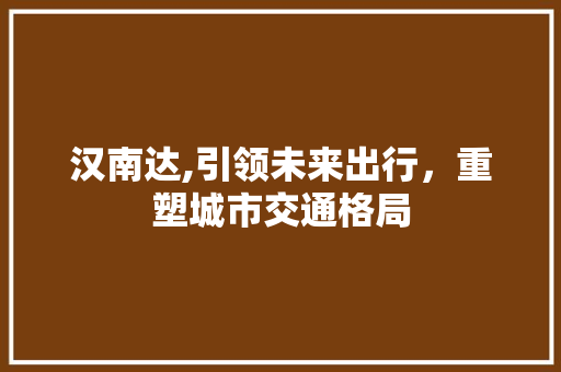 汉南达,引领未来出行，重塑城市交通格局