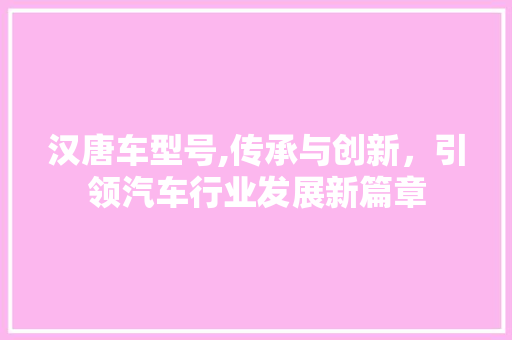 汉唐车型号,传承与创新，引领汽车行业发展新篇章