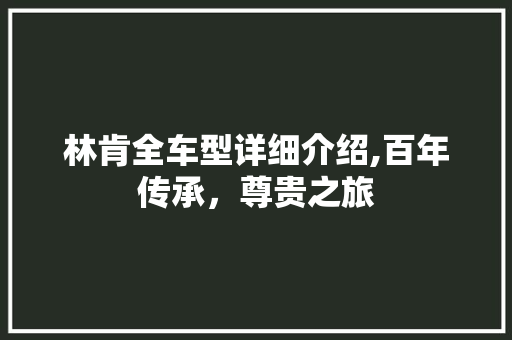 林肯全车型详细介绍,百年传承，尊贵之旅