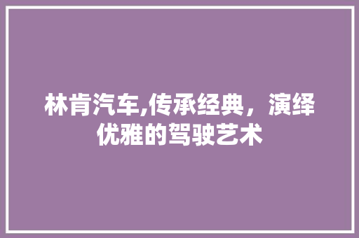 林肯汽车,传承经典，演绎优雅的驾驶艺术