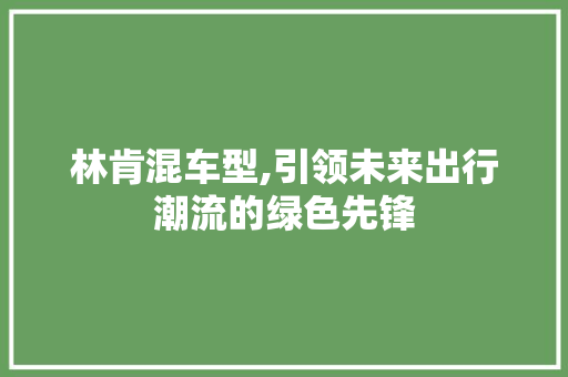 林肯混车型,引领未来出行潮流的绿色先锋