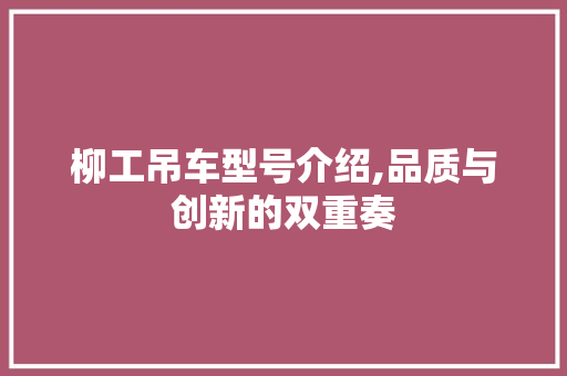 柳工吊车型号介绍,品质与创新的双重奏