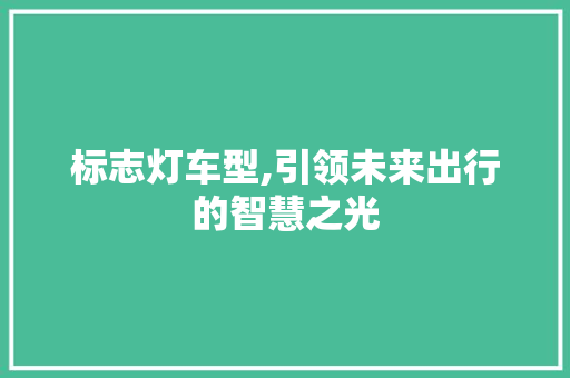 标志灯车型,引领未来出行的智慧之光