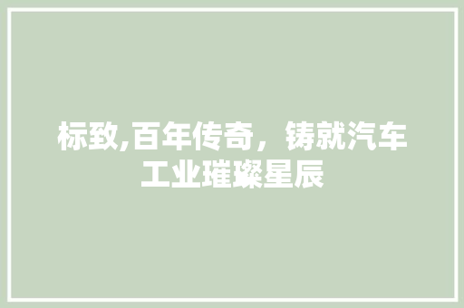 标致,百年传奇，铸就汽车工业璀璨星辰