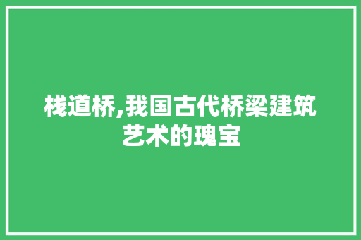 栈道桥,我国古代桥梁建筑艺术的瑰宝 变速箱配件