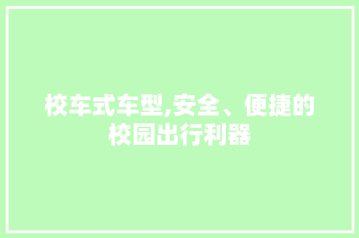 校车式车型,安全、便捷的校园出行利器
