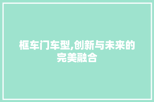 框车门车型,创新与未来的完美融合