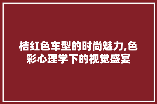 桔红色车型的时尚魅力,色彩心理学下的视觉盛宴