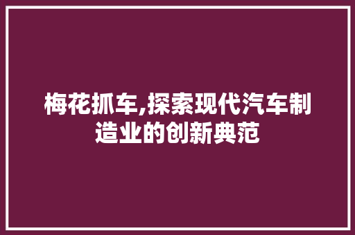 梅花抓车,探索现代汽车制造业的创新典范
