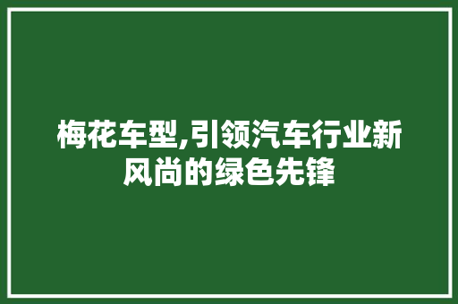梅花车型,引领汽车行业新风尚的绿色先锋