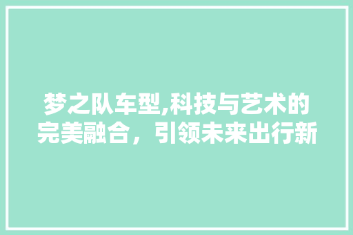 梦之队车型,科技与艺术的完美融合，引领未来出行新风尚
