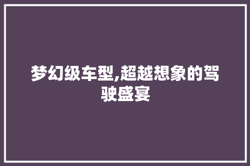 梦幻级车型,超越想象的驾驶盛宴