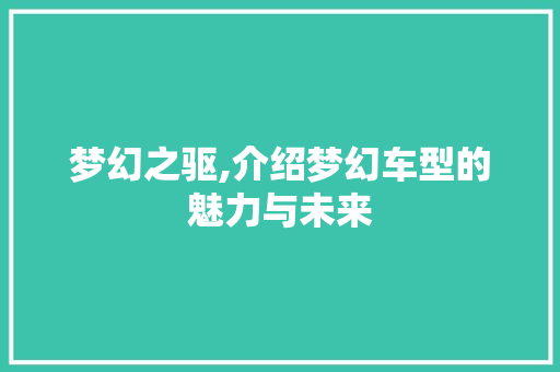 梦幻之驱,介绍梦幻车型的魅力与未来