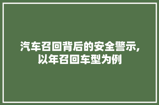 汽车召回背后的安全警示,以年召回车型为例