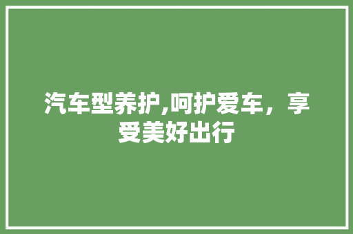 汽车型养护,呵护爱车，享受美好出行
