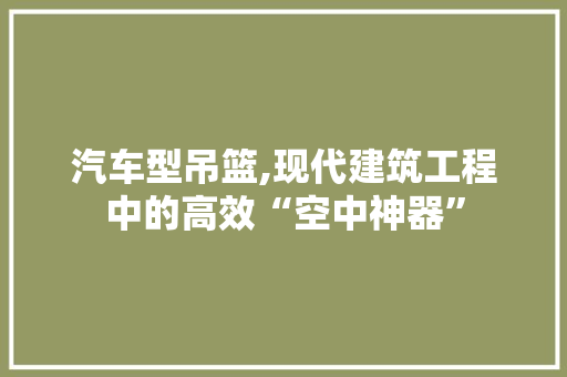 汽车型吊篮,现代建筑工程中的高效“空中神器” 变速箱配件