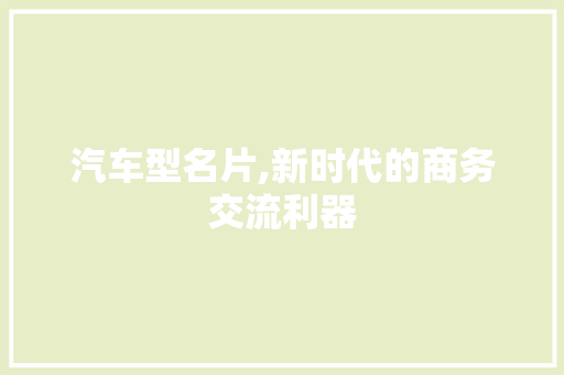 汽车型名片,新时代的商务交流利器