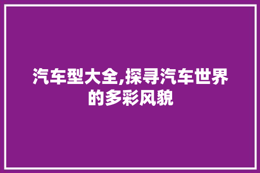 汽车型大全,探寻汽车世界的多彩风貌