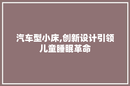 汽车型小床,创新设计引领儿童睡眠革命