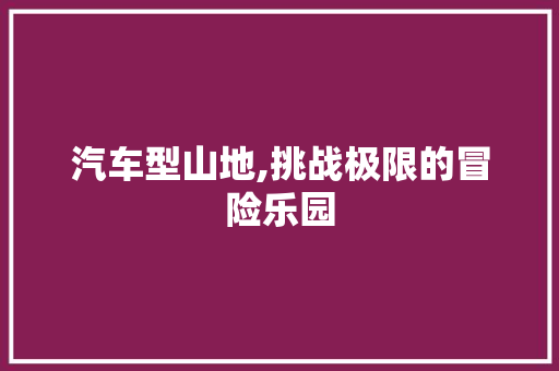汽车型山地,挑战极限的冒险乐园