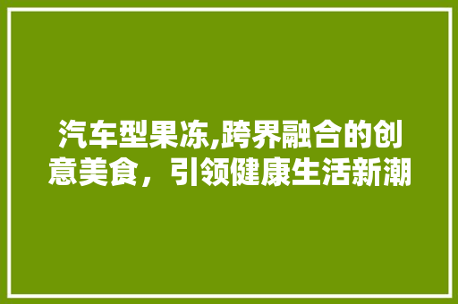汽车型果冻,跨界融合的创意美食，引领健康生活新潮流