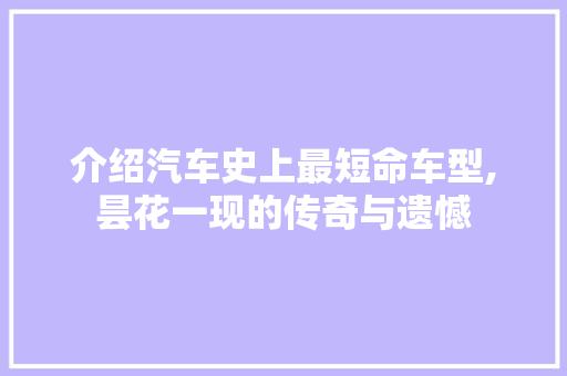 介绍汽车史上最短命车型,昙花一现的传奇与遗憾