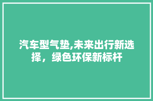 汽车型气垫,未来出行新选择，绿色环保新标杆