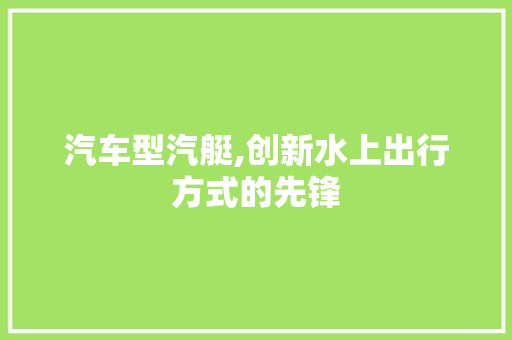 汽车型汽艇,创新水上出行方式的先锋
