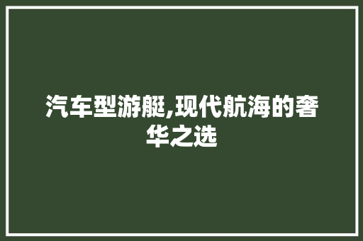 汽车型游艇,现代航海的奢华之选 变速箱配件