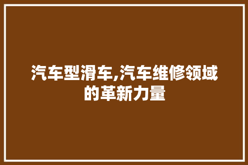 汽车型滑车,汽车维修领域的革新力量