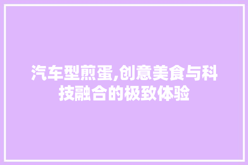 汽车型煎蛋,创意美食与科技融合的极致体验