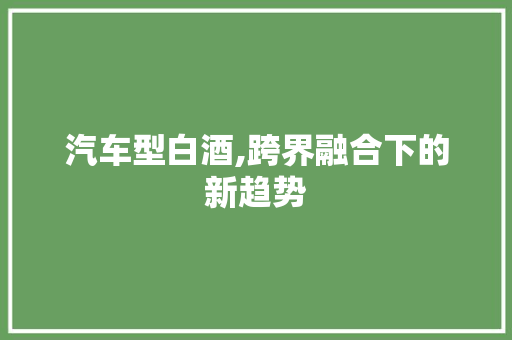 汽车型白酒,跨界融合下的新趋势